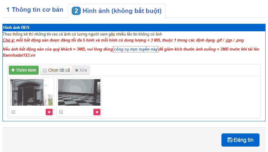 cập nhật hình ảnh bất động sản