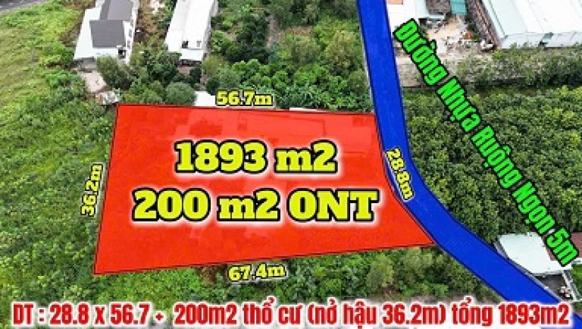 Chính chủ ngộp bank  bán lỗ lô đất đẹp 1.893m²  chỉ 6 tỷ 6 6363515