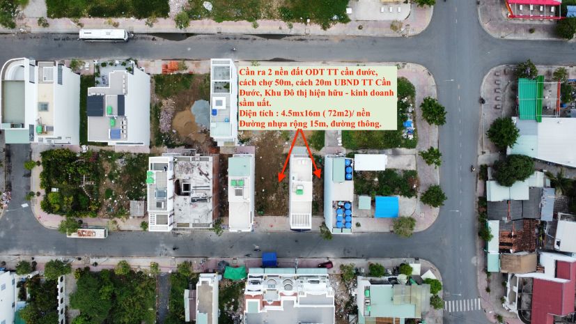 Đất thị trấn cần đước 72m2 cách chợ 50m , sổ hồng sẵn 6406806