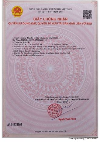 Đất 2 mặt tiền  đường 789, hưng thuận, trảng bàng, tây ninh 6432220