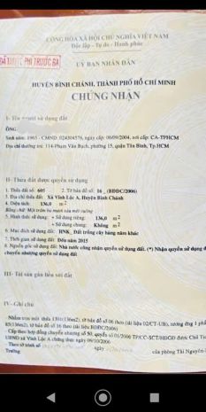 Bán đất mặt tiền vĩnh lộc a, bình chánh  giá tốt đầu tư 6545871