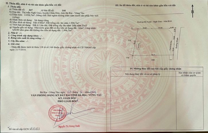 Bán đất lô góc 2057m2 mặt tiền đường lê hồng phong, châu đức 6570709