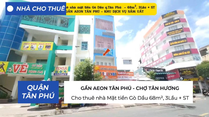 Cho thuê nhà mặt tiền gò dầu 68m², 3lầu + st - gần aeon tân 6591475