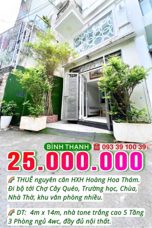 25 triệu: nguyên căn 5 tầng 4x14- bình thạnh- hxh hoàng hoa 6592467