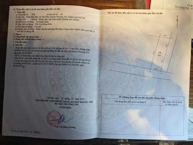 Lô góc siêu đẹp tại thư phú. đường thông 4m hai xe tránh. 6592683