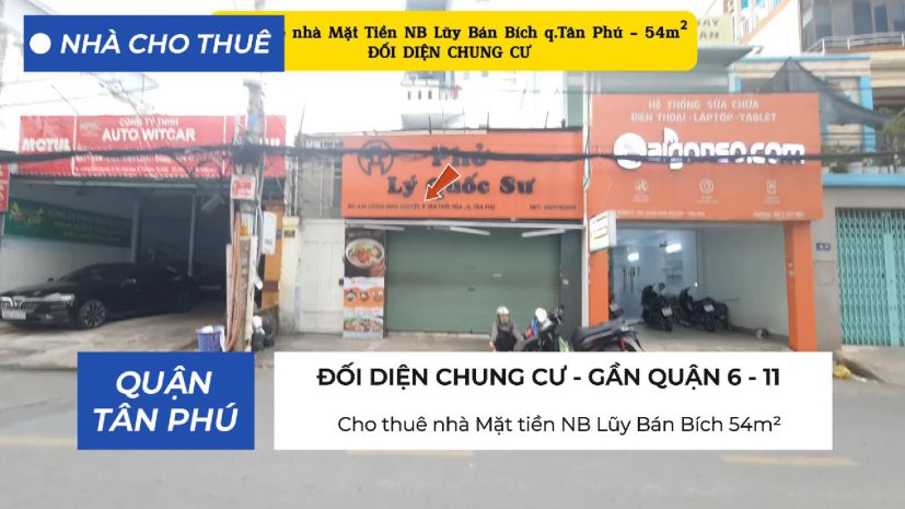 Cho thuê nhà mặt tiền nb lũy bán bích 54m² - đối diện chung 6615716