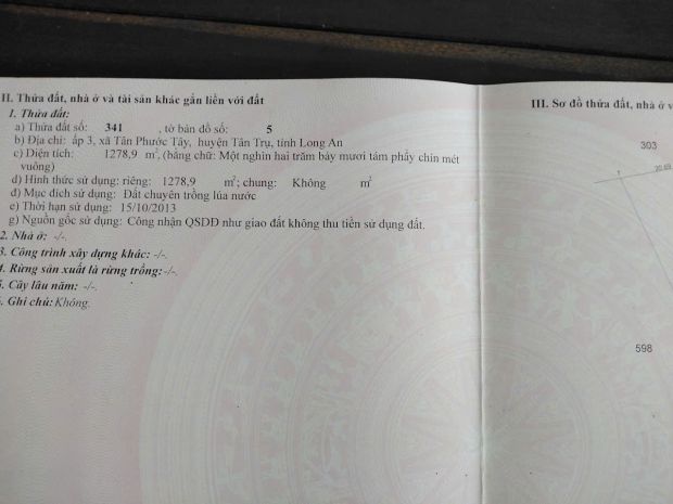 Chính chủ cần bán gấp đất tại xã tân phước tây - h. tân trụ 6618210