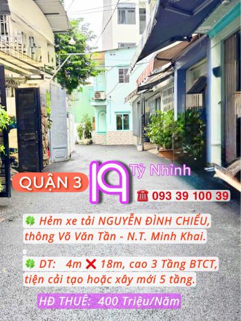 19 tỷ nhỉnh: quận 3 nguyễn đình chiểu- hẻm xe tải- 4m x 6622797