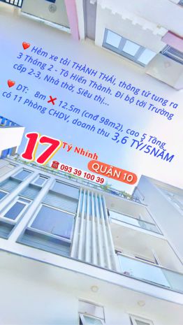 Bán nhà q10- hẻm xe tải thành thái- ngang 8m- cao 5 tầng 6626322