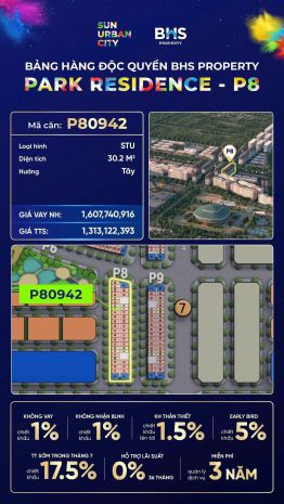 Căn hộ studio - tòa p8 dự án sun urban city hà nam p80942 6648239