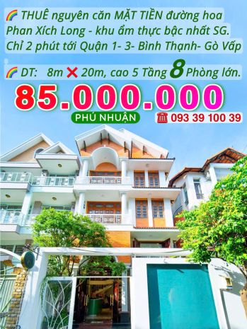 Thuê nguyên căn mặt tiền đường hoa phan xích long- 160m2- 5 6656122