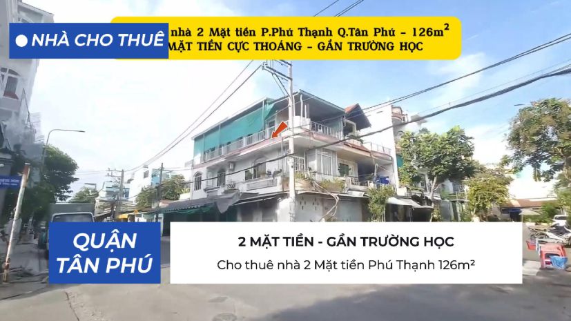 Cho thuê nhà 2 mặt tiền phú thạnh 126m² - ngang 7m - gần 6656468