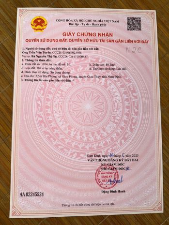 Đất nền quất lâm 1.65 tỷ  100m2 gần trường học, tiện ở lâu 6659659