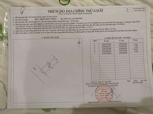 Cc bán 90m bìa làng tổ 9 quang minh,giá 4x triệum.lh e 6661894