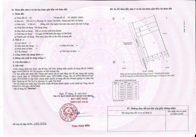 Bán nhà mặt tiền 794 âu cơ, p14, tân bình , hcm  , thuận 6669420