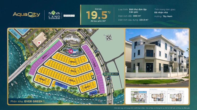 Bán gấp căn góc 300m2 biệt thự đơn lập aqua city 6676427