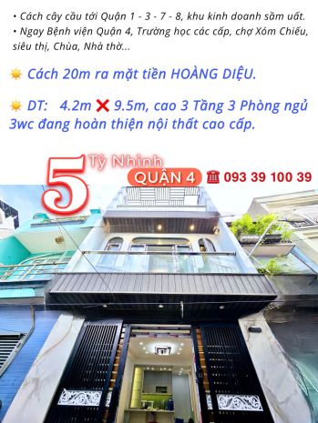 5 tỷ nhỉnh- hoàng diệu quận 4- nhà mới 100 ngang hơn 4m- 3 6679611