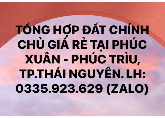 Tổng hợp đất chính chủ giá rẻ tại phúc xuân - phúc trìu, thá 6682282