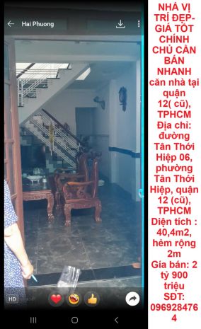 Nhà vị trí đẹp- giá tốt chính chủ cần bán nhanh căn nhà tại 6683504