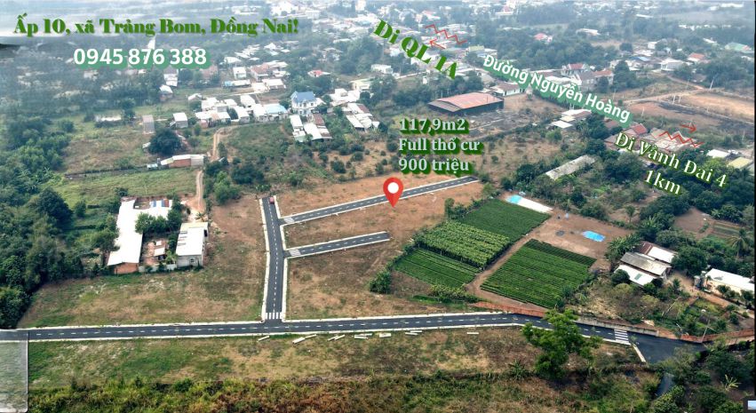 Bán 117,9m2 đất ở xã trảng bom, đồng nai, giá 900 tr 6685363