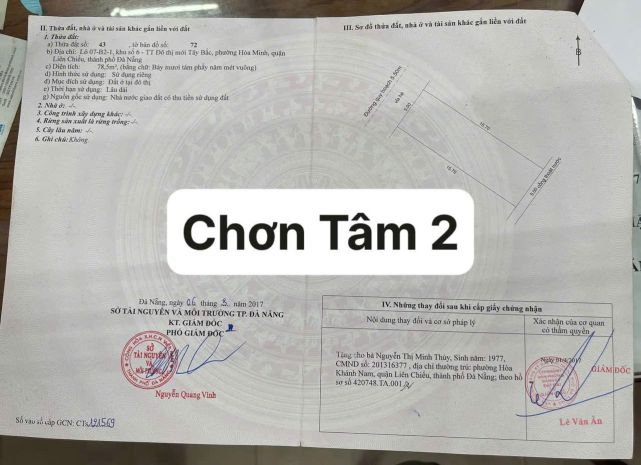 Bán lô đất 78,5m²  đường 5m5 chơn tâm 2  cạnh nguyễn sinh 6695861
