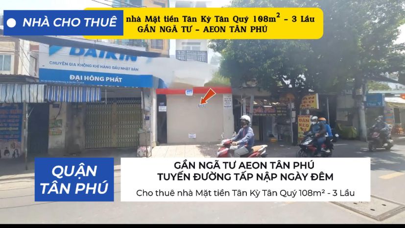 Cho thuê nhà mặt tiền tân kỳ tân quý 108m² - 3 lầu - gần 6698562
