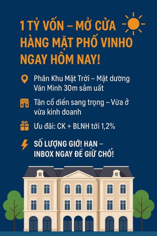 Sale ngay shophouse phân khu mặt trời mặt tiền đẹp 6699785