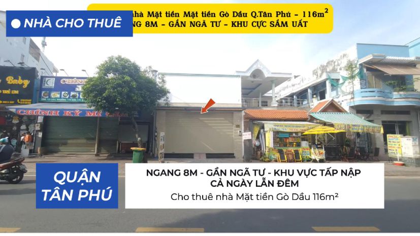 Cho thuê nhà mặt tiền gò dầu 116m² -  ngang 8m - gần ngã tư 6702805