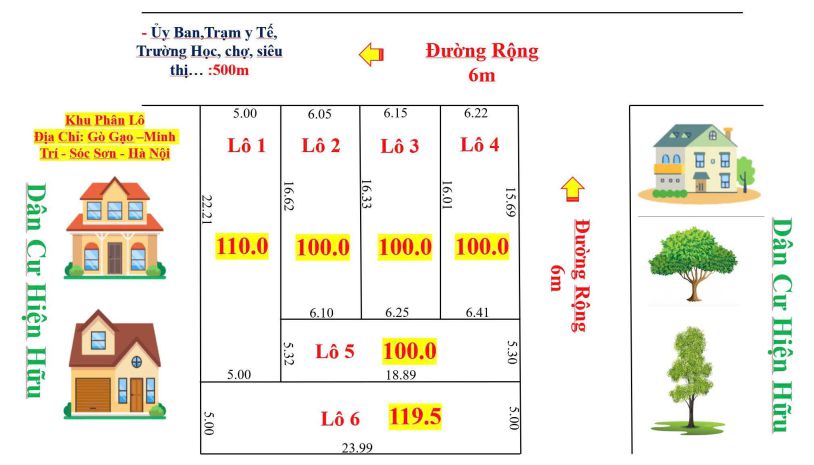 Chuyển nhượng 6 lô đất f0 tại minh trí, sóc sơn, hà nội. 6706866