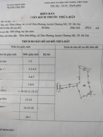 Chính chủ cần bán lô đất 470 tại tiên phương-chương mỹ-hà 6728240