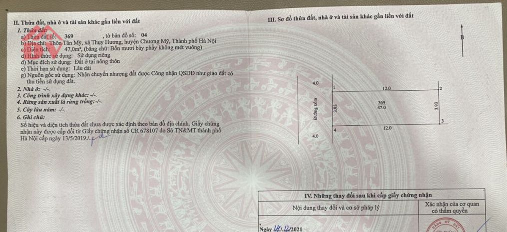 Chính chủ cần bán lô đất 47m tại tại thụy hương-chương 6728285
