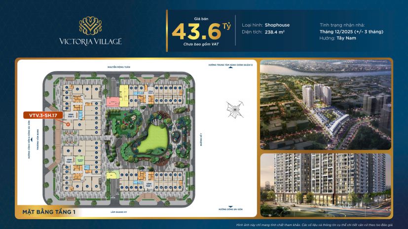 Gấp ! shophouse 238,4m2  mặt tiền trương văn bang - victoria 6730597