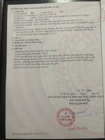 Chính chủ cần bán đất tại hẻm 58, đường số 12, tam bình, 6731287