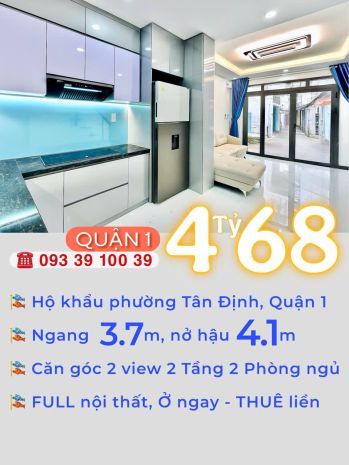 4tỷ 680: phường tân định quận 1- nở hậu 4.1m- căn góc 2 6742149
