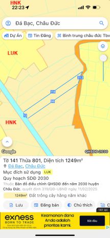 Chủ cần bán gấp 1sào249m vuông đất đá bạc châu đức tbvt 6747678