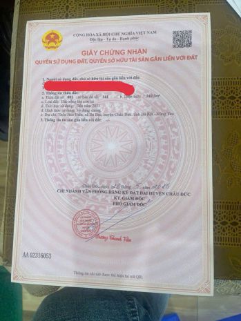 Chủ cần bán gấp 1sào249m vuông đất đá bạc châu đức tbvt 6747679