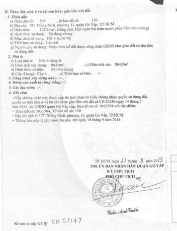 Bán nhà mặt tiền 191-193 thống nhất, thống tây hội 6760809