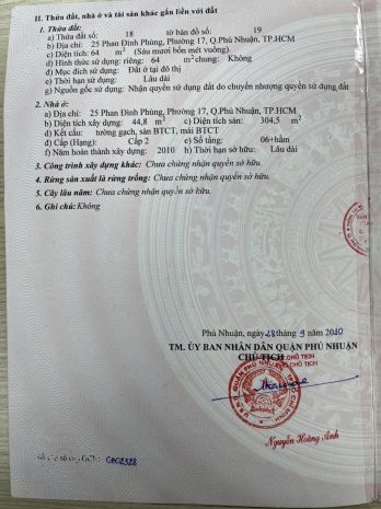 Chính chủ bán mặt tiền phan đình phùng, p.17, q. phú nhuận: 6763199