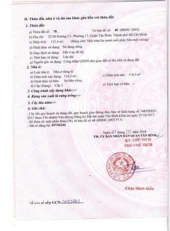 Chính chủ bán hxh c1, p13, q.tân bình. dt 6.6x20m, giá 40 6764017