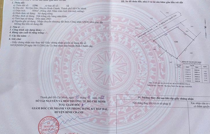 Chính chủ cần bán lô đất có vị trí đẹp tại xã qui đức- h. 6767525