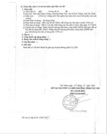 Bán đất mặt tiền quốc lộ 22b - hiệp tân, hoà thành, tây ninh 6770175