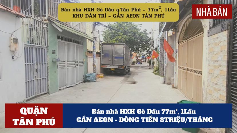 Bán nhà hxh gò dầu 77m², 1lầu - gần aeon - dòng tiền 6785171
