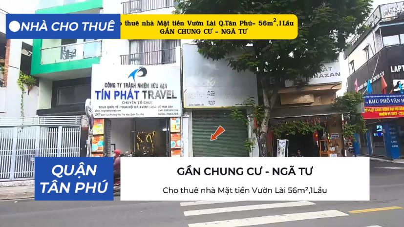 Cho thuê nhà mặt tiền vườn lài 56m²,1lầu - 16triệu 6785175