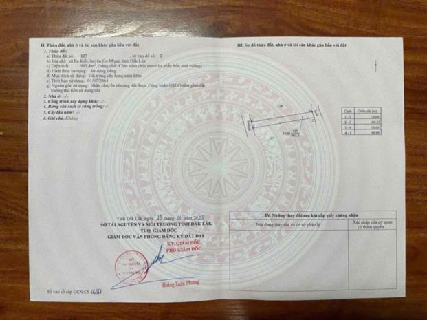 Ea kiết-cư mgar- đắk lắk dt 1000m2 đường oto tới đât giá 6787684