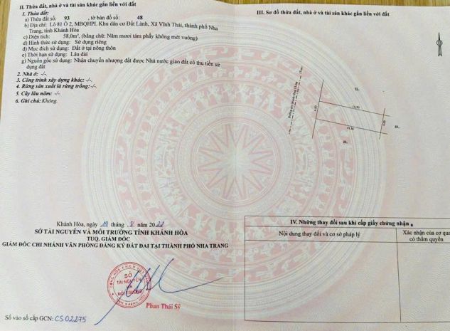 Bán đất tđc đất lành  đường nhựa 13m, phường nam nha trang 6793041