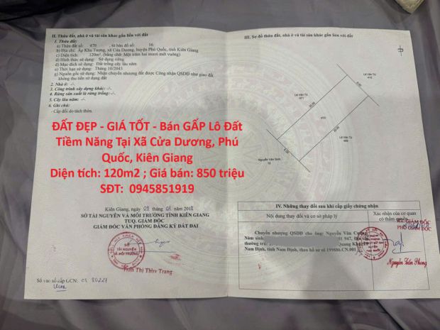 Đất đẹp - giá tốt - bán gấp lô đất tiềm năng tại xã cửa 6794521