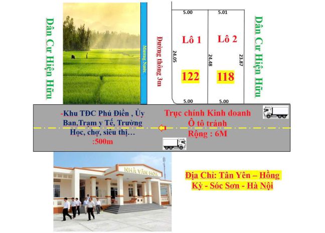Chuyển nhượng lô đất đối diện nhà văn hóa thôn tân yên, xã 6797544