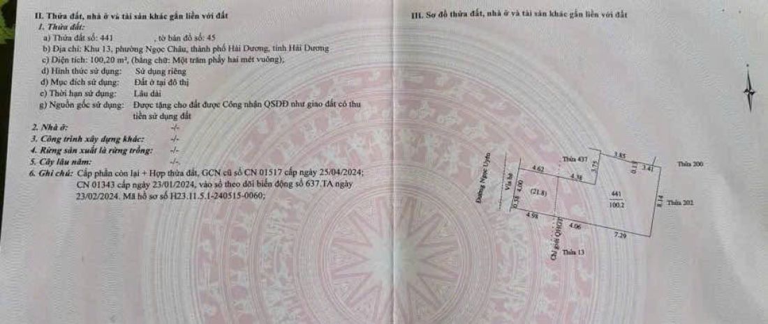 Chính chủ cần bán đất mặt phố ngọc uyên, phường ngọc châu 6805563