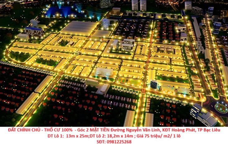 Đất chính chủ - thổ cư 100  - góc 2 mặt tiền đường nguyễn 6807372