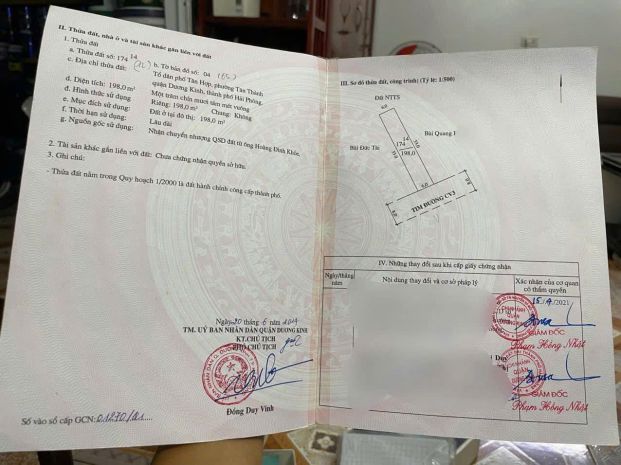 14,5 trm2 - 198m2 mặt đường tân thành dương kinh hp zalo 6812819